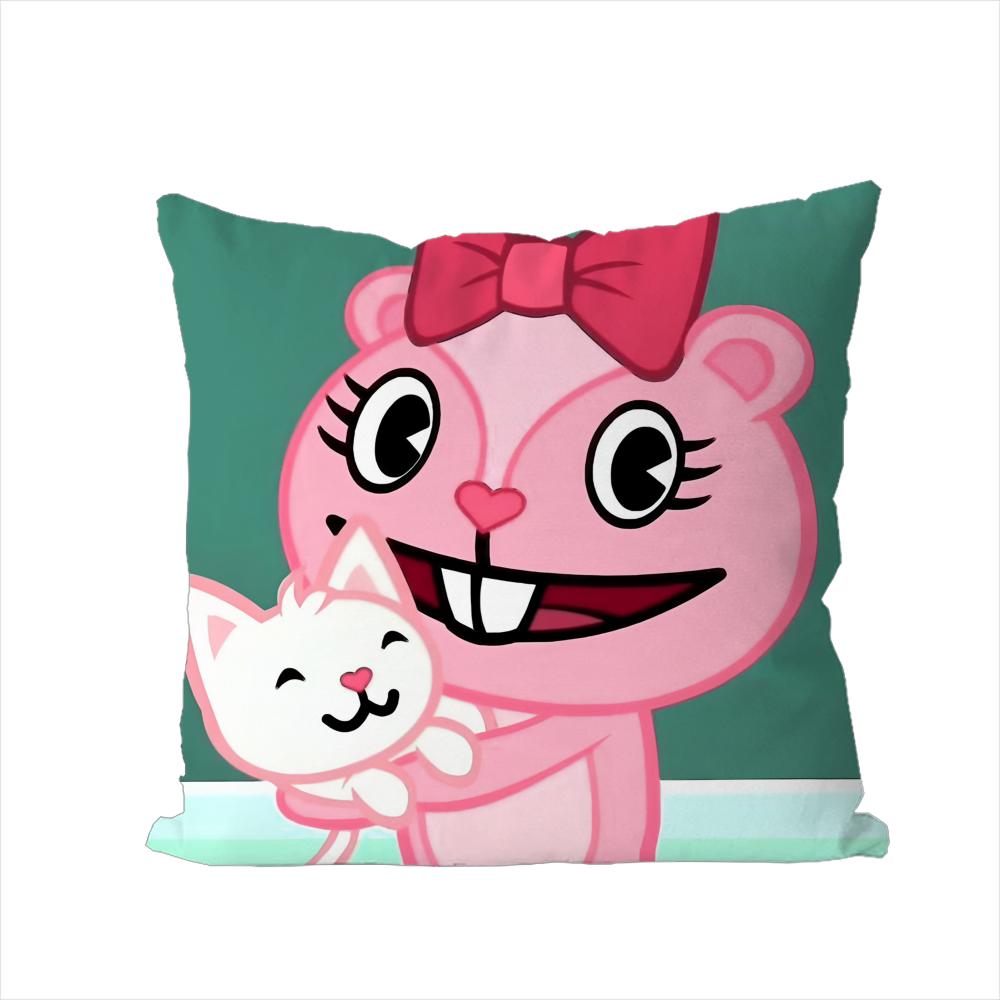 Happy Tree Friends Pillow Case For Car Sofa Decorative Home Doublesided Print Plush Square Throw Pillow Cushion Cover