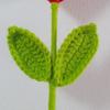 Crochet Heart Picks Handmade Knit Red Heart Bouquet with Green Leaves Valentine's Day Vase Filler for Table Centerpiece Home Decor