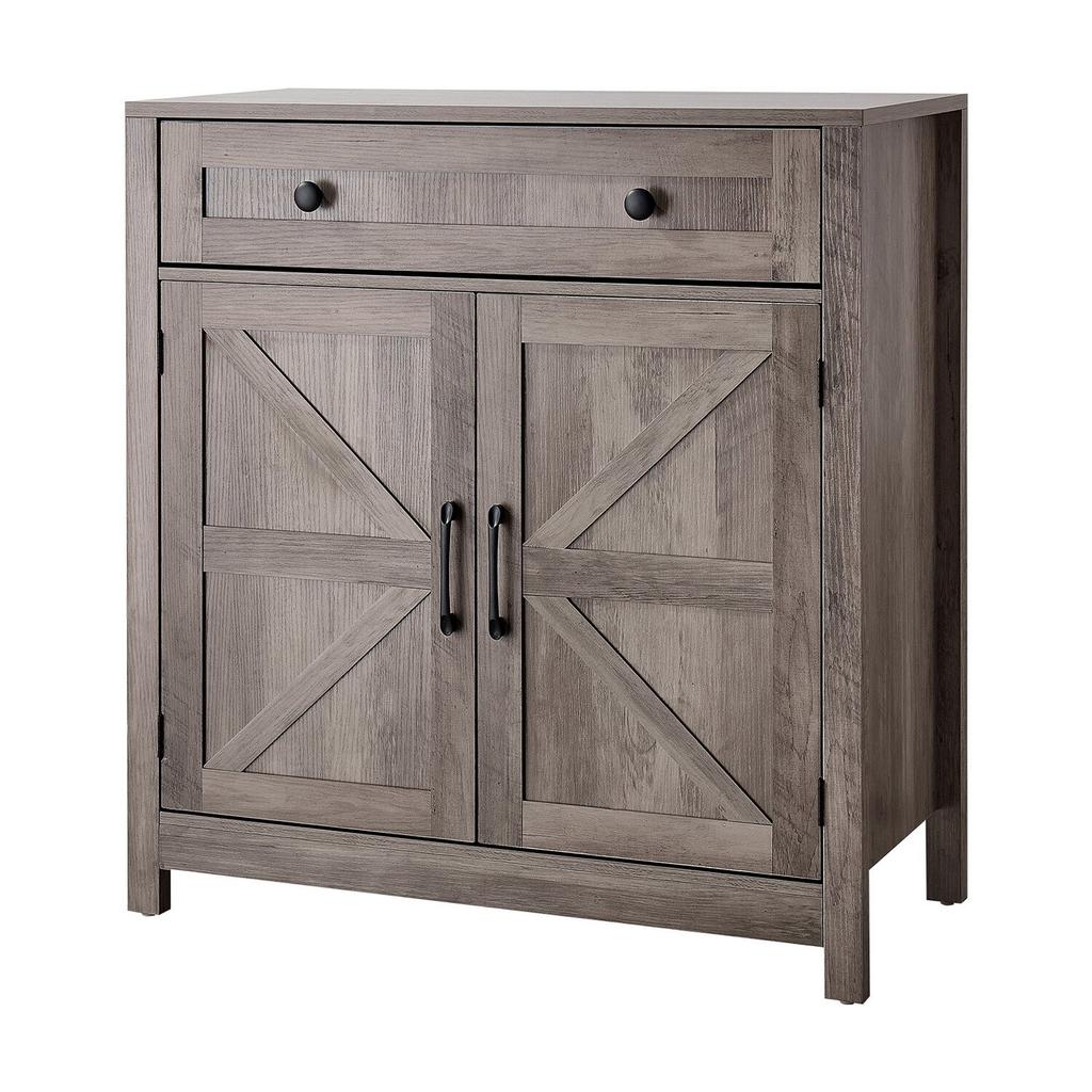 Coffee Bar Cabinet, Farmhouse Coffee Bar Table with Drawer, Buffet Stand Cabinet with 2 Barn Doors, Sideboard Buffet Station for Living Room,