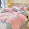 Winter Milk Velvet Flower Patch Embroidered Four-piece Set of Small Fresh and Gentle Bedding Set