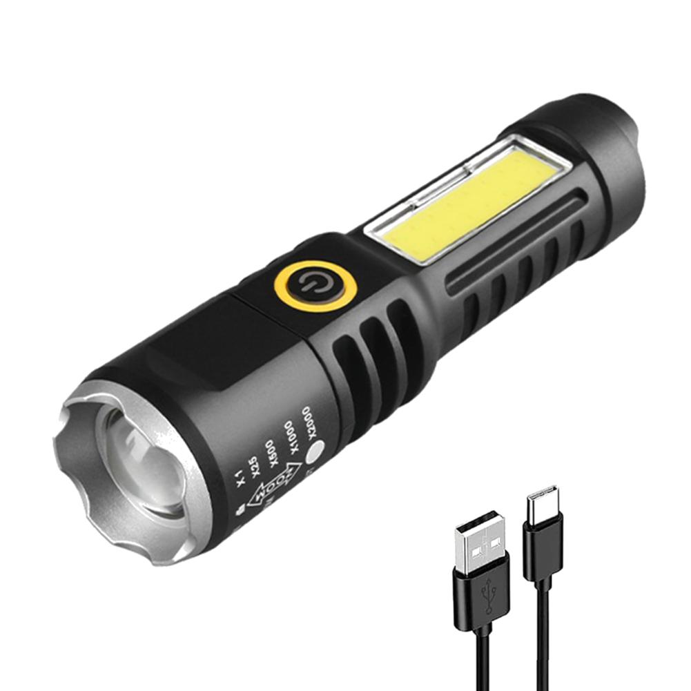 Кемпинговый фонарик XPE+COB LED, телескопический, с зумом, водонепроницаемый, для походов, с зарядкой Type-C USB, фонарик-брелок для кемпинга