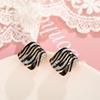 Stylish Black Leopard Print Rhinestone Square Stud Earrings for Women