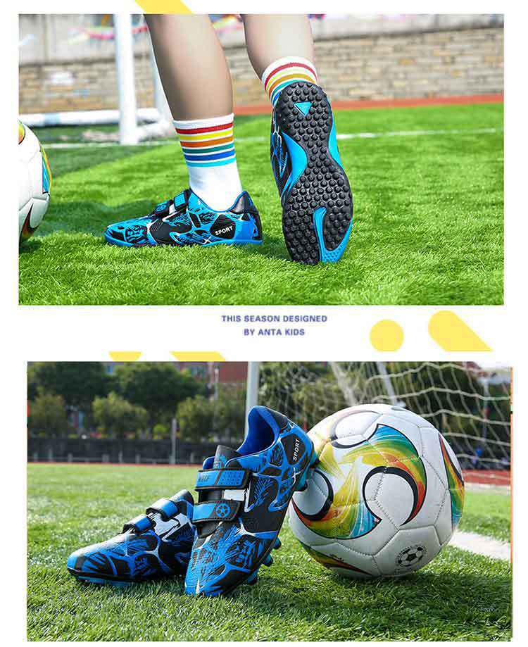 Детские футбольные тренировочные кроссовки для учеников начальной и средней школы: Конструкция с липучкой, прочная для подростков.