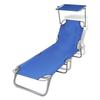 VidaXL Folding Chaise Longue with Canopy Steel and Fabric Garden Sunbed 41196