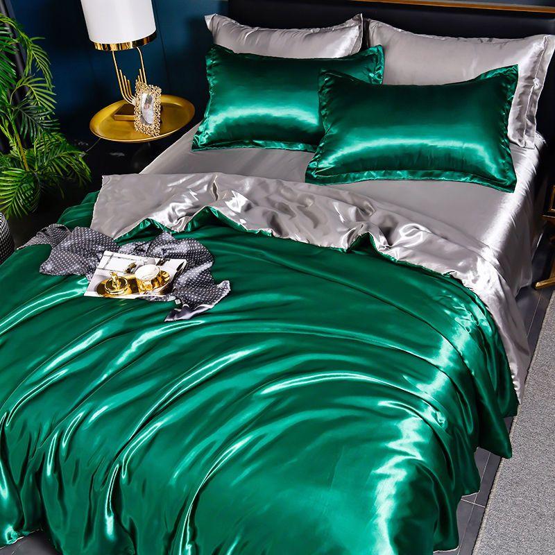 Комплект постельного белья Nordic Silk с пододеяльником, простыней, наволочкой, роскошный, для пары, односпальный, двуспальный, летний, домашний текстиль, однотонная простыня