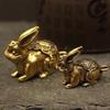 Chinese New Year Brass Zodiac Lucky Rabbit Statue Ornament Key Chain Pendant Figurine Home Office Decorations 2025