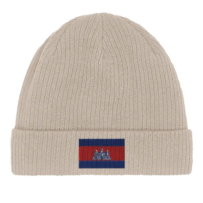 Bonnet Drapeau Cambodge En Beige