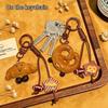 Cute Bread Shape Keychain with Webbed Lanyard Durable Key Ring Handbag Ornament Unique Gift for Pastry Enthusiasts