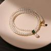 Gift Green Crystal Double Layer Pendant Choker Clavicle Chain Women Necklace Korean Style Necklace