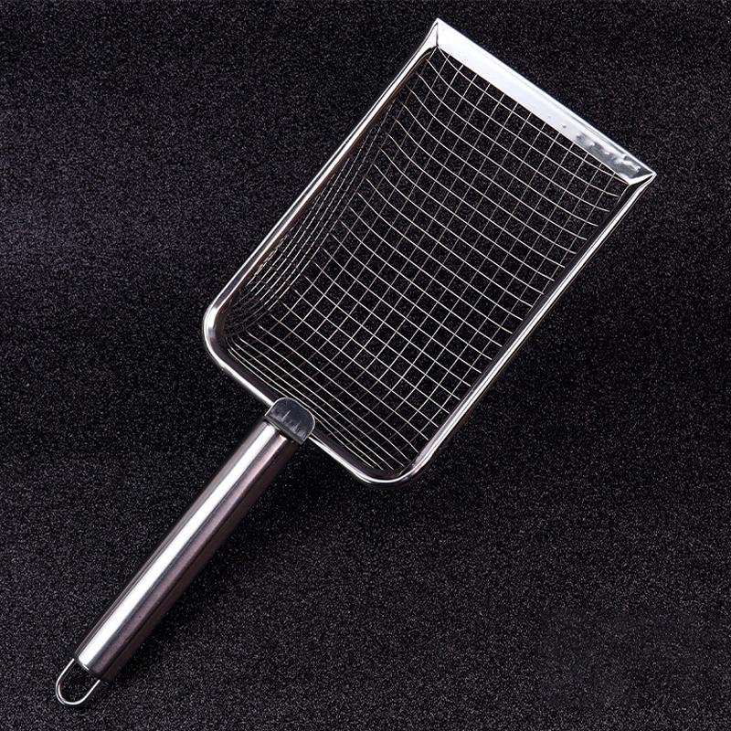 Сетка из нержавеющей стали для кошачьего туалета, прочный очиститель для туалета, угловая лопата, инструмент для уборки домашних животных, принадлежности для кошек