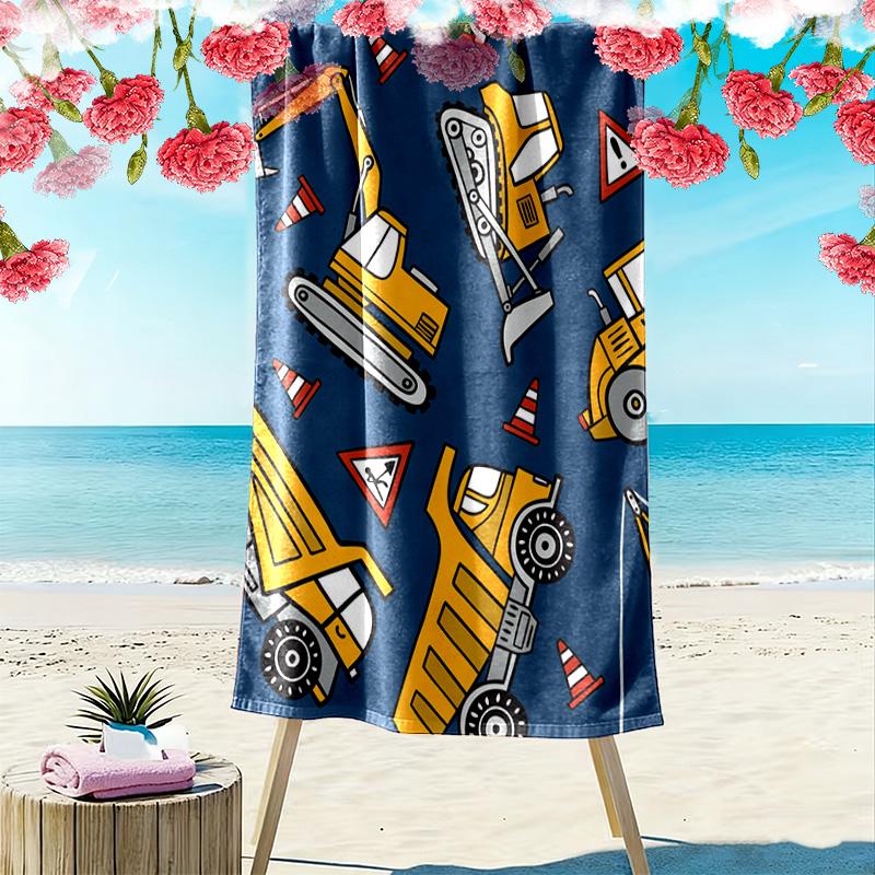 Excavator 2D Flat Print Beach Towel, Large Soft Quick Dry Towel for Beach Camping Swimming.MSTJ0918525