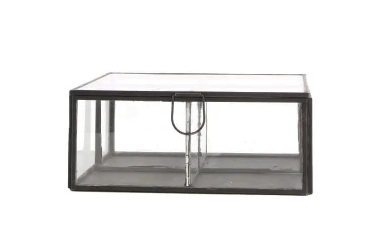 Westwing dijk Box metal box Metal and glass box 17x17x7 cm