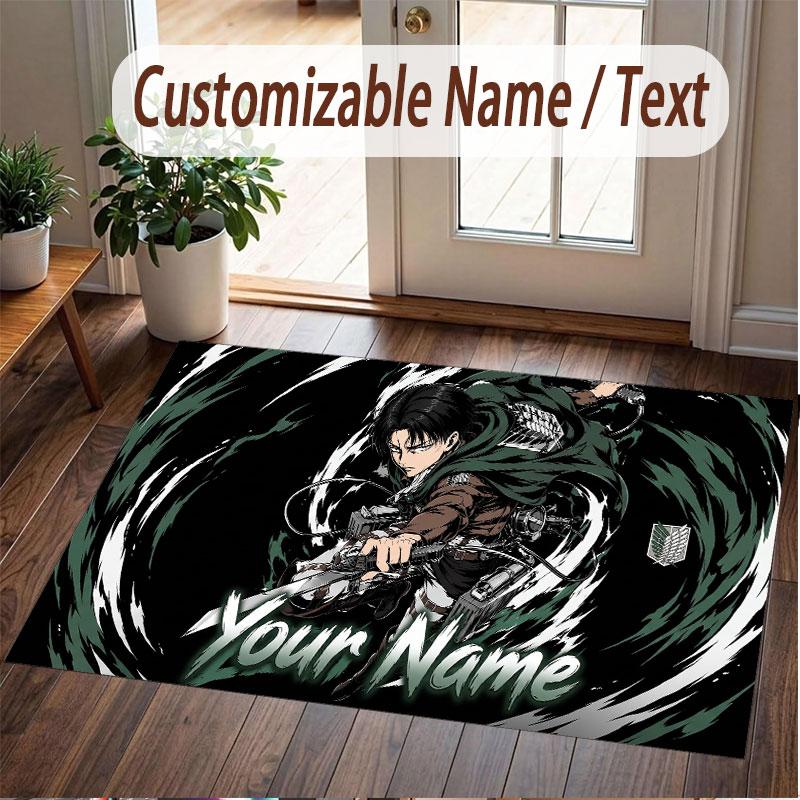 Custom Name Crystal Velvet Rug,Attack on Titan Comfortable Anti Slip Floor Mat For Room Decoration