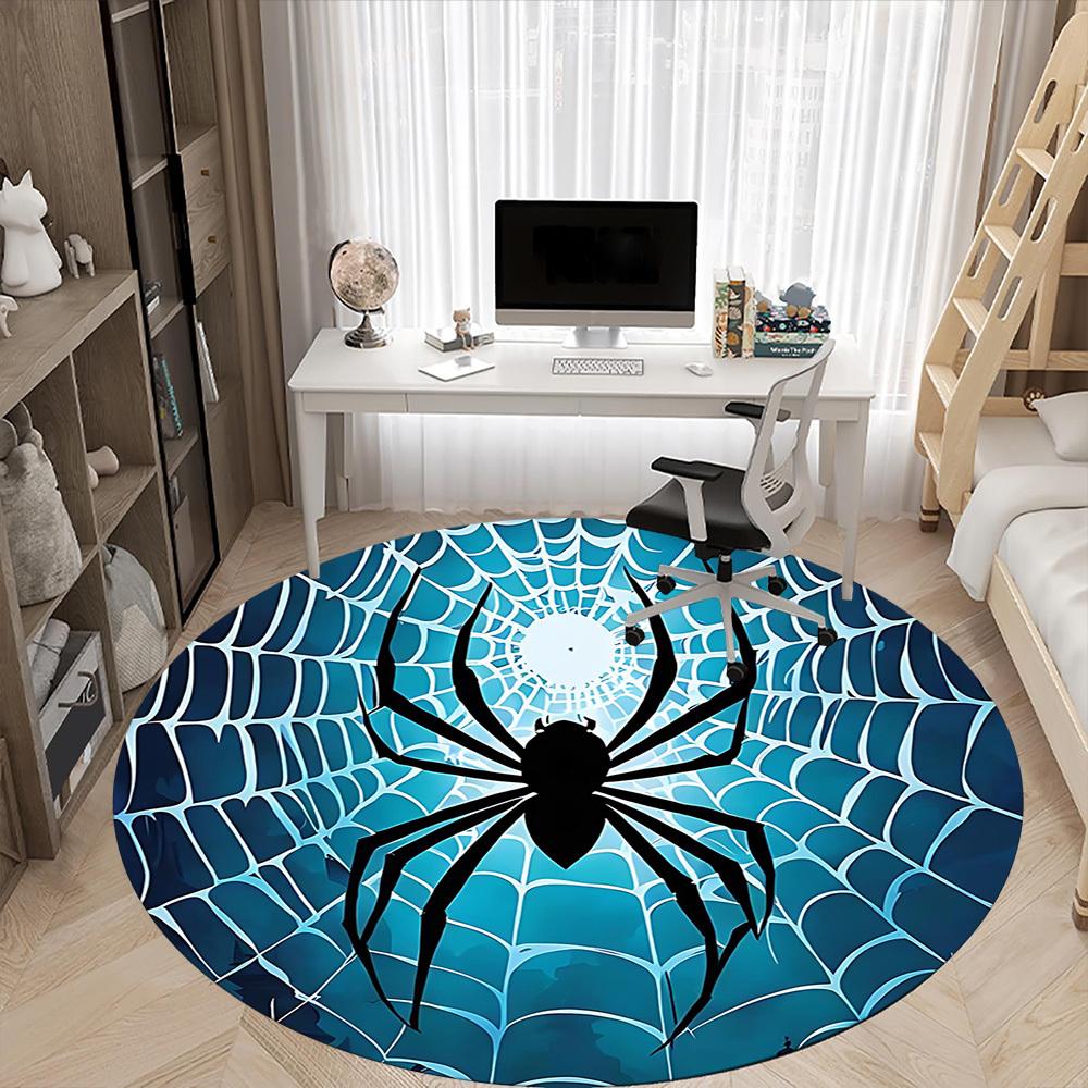 1PCSpider Web Office Round Area Rug, Mat Suitable For Office, Under Office Chairs Bedroom Living Room Home Decor, Room Deco