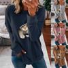Women Hoodie Pullovers Autumn Winter Vintage 3D Printed Long Sleeve Round Neck Sweatshirts