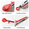 Silicone Food Clip with Stand Anti-scald Long Handle Hangable Multifunctional Steak Meat Barbecue Serving Clamp Tong Spatula Kitchen Supplies
