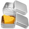 2 Pcs Double Layer Drainage Aluminum Soap Box Portable Travel Holder With Lid Bar Container Shower Dish Draining Case
