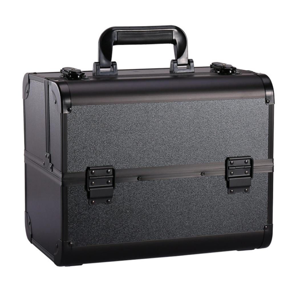 Portable Lockable Aluminium Hard Make Up Travel Storage Box, Cosmetic Beauty Vanity Case, Organiser, Large Capacity Toolbox Case