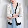 YLT Women's Color Block Knit V-Neck Cardigan