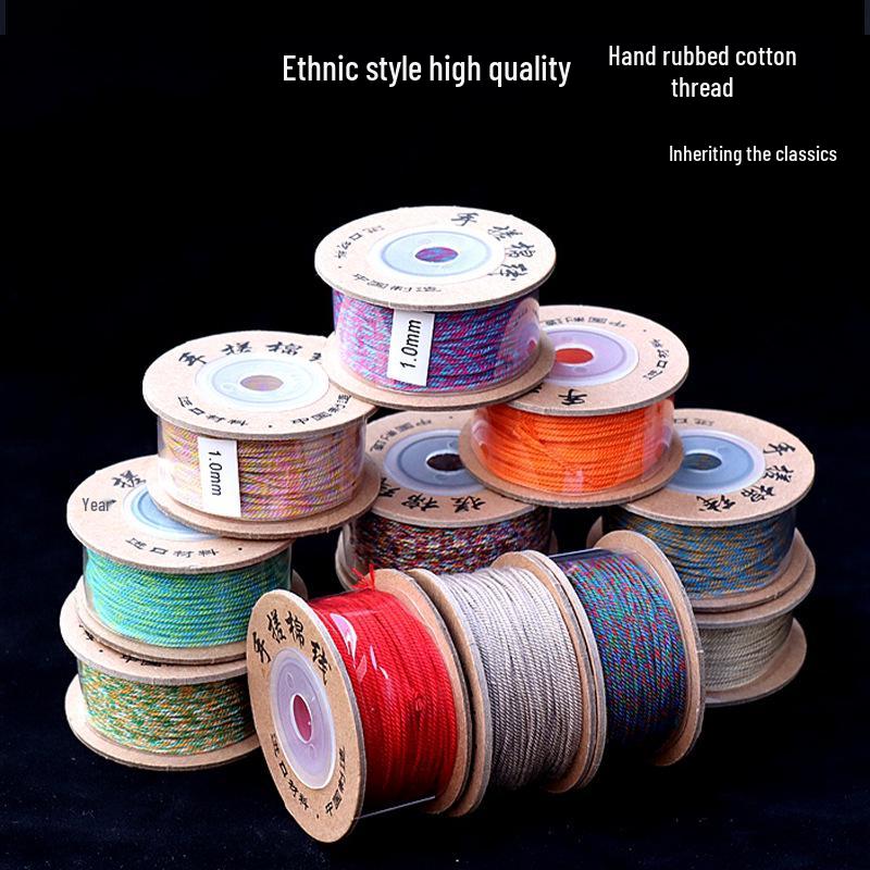 Hand-rubbed Multicolor Cotton Thread for DIY Prayer Beads Bracelet Stringing - Non-Elastic Woven Thread.