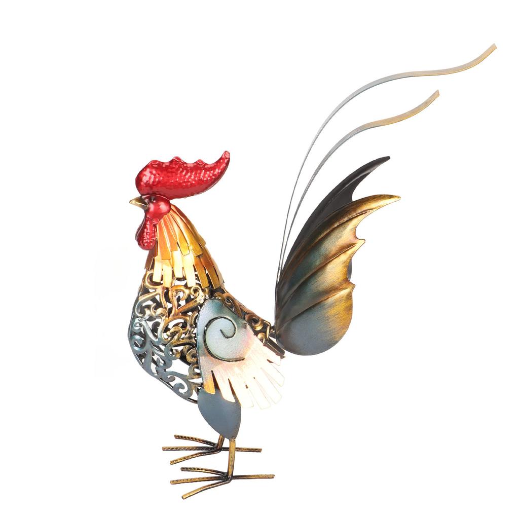 Rooster Sculpture Carved Metal Rooster Sculpture Decorative Iron Rooster Statue for Garden Deck
