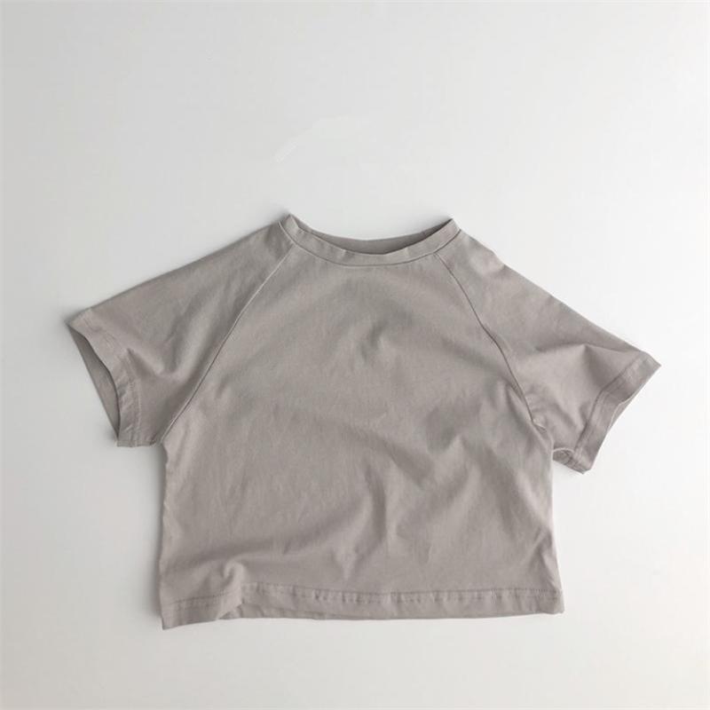 Летняя детская футболка, модные однотонные футболки для девочек, хлопковые топы с короткими рукавами для мальчиков, корейская повседневная детская одежда