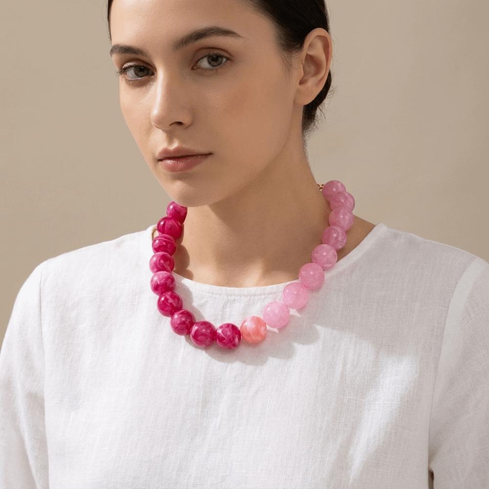 Round Beaded Necklace Large Clavicle Chain Aesthetic Women Choker Girls
