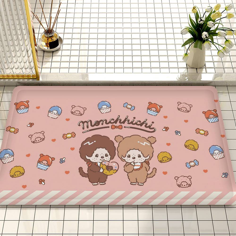 Happiness And Fortune M-MonchhichiS Floor Mat INS Style Soft Bedroom Floor House Laundry Room Mat Anti-skid Household Carpets