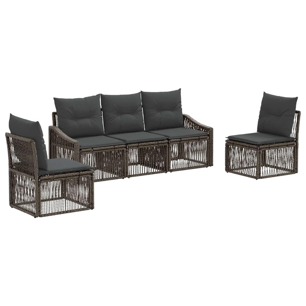 Garden Sofa Set 5 pcs Grey Poly Rattan
