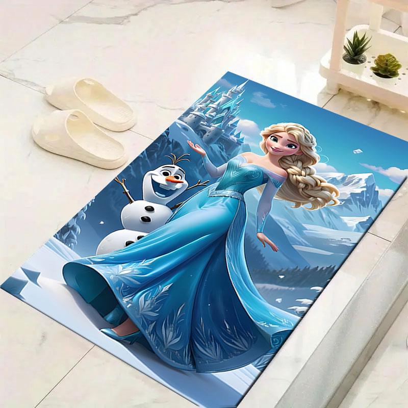 Frozen-themed floor protection rug, Elsa princess cartoon rug, suitable for room décor and as a gift.