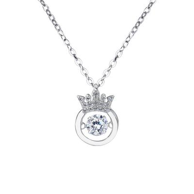 Ожерелье из стерлингового серебра Smart Crown Pulsatile Heart Light Luxury Minority All-Match Simple