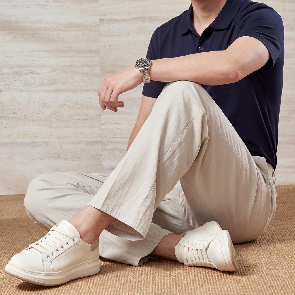 Light luxury casual breathable skin friendly men's casual pants with linen and lyocell, no ironing and easy to maintain straight leg pants