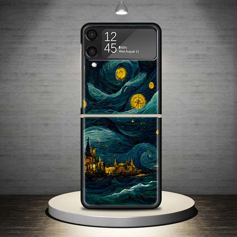 Чехол для телефона «Звездная ночь» Ван Гога для Samsung Galaxy Z Flip 7 6 5 4 3 5G Ударопрочный чехол Z Flip7 Flip6 ZFlip5 Flip3 Flip4 Lu