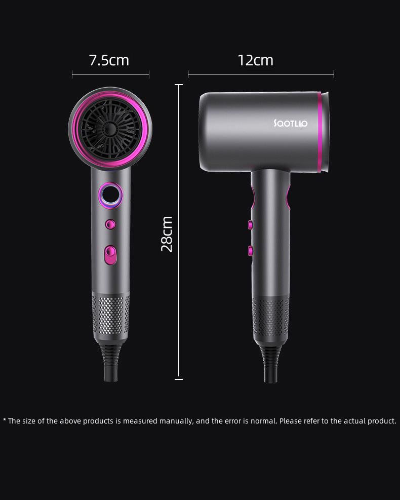 High-Power Hair Dryer with Digital Temperature Control, Hot & Cold Settings, 6-Speed, and Negative Ion Technology.