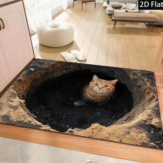 Animal Illusion Carpet Anti Slip Washable Carpet Chair Home Entrance Anti Fatigue Carpet Kitchen Living Room Rectangular Mat