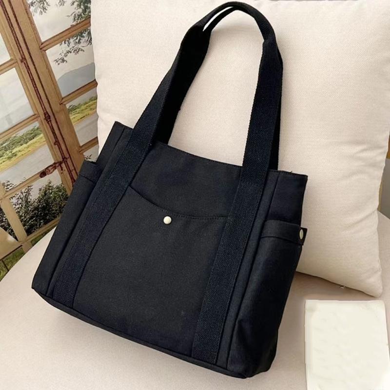 Yogodlns Minimalist Female Student Large Capacity Commuting Tote Bag Canvas Shoulder Bag For Women Portable Handbags