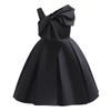 Платье принцессы розового цвета на одно плечо для девочек Little Black - стильный однотонный детский наряд