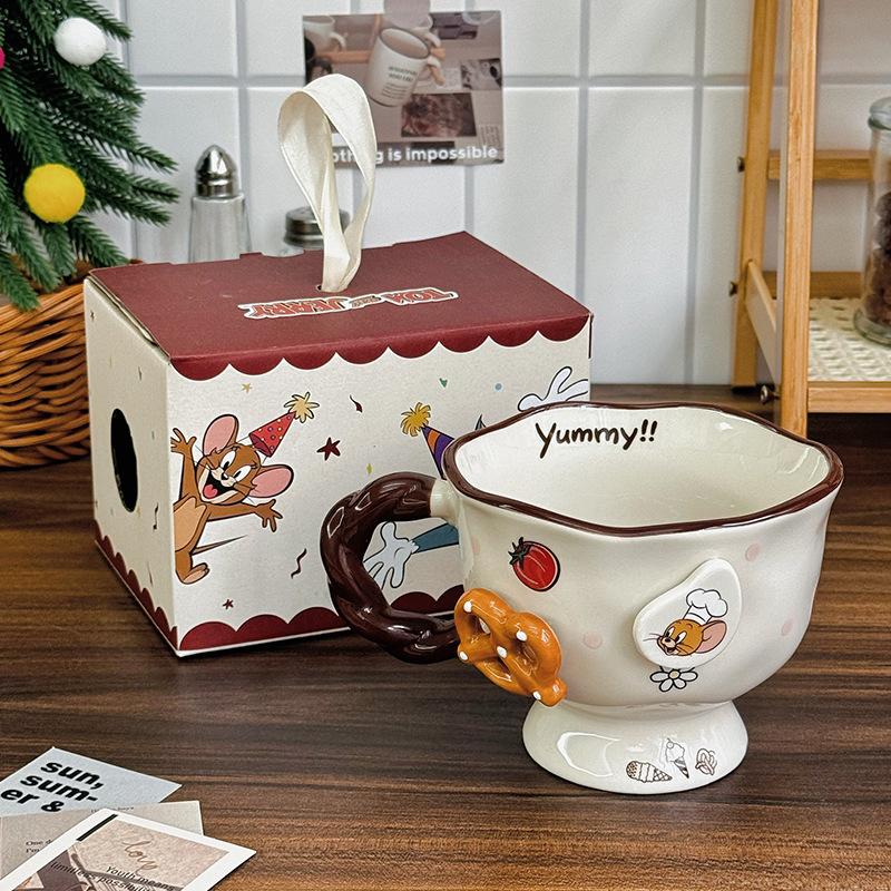 Подарки на день рождения для девочек, кофейные кружки с кошкой и мышкой, высококачественные питьевые чашки для девочек, подарочные коробки
