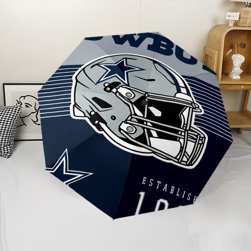 Автоматический зонт с принтом Dallas Cowboys, 8 спиц, железный каркас, пластиковая ручка, подходит для путешествий на свежем воздухе и на каждый день, идеальный подарок