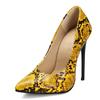 Fashion Fashion 12cm High Heels Pumps Shoes Woman Green Yellow Snake Print Women's Heeled Party Office Shoes Female Large Size 45 47