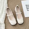 Fashion Temperament French Brown Thick Heel Small Leather Shoes Women's 2025 New Spring and Autumn with Skirt Shallow Mouth Mary Jane Single Shoes