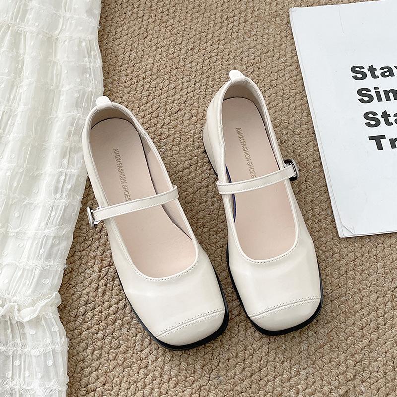 Fashion Temperament French Brown Thick Heel Small Leather Shoes Women's 2025 New Spring and Autumn with Skirt Shallow Mouth Mary Jane Single Shoes