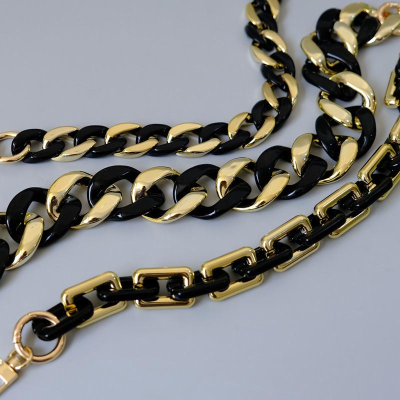 Новый милый аксессуар для телефона, цепочка со съемными деталями, черная цепочка через плечо из смолы, роскошный шейный ремешок, чехол для телефона, цепочки, золотая акриловая цепочка на плечо