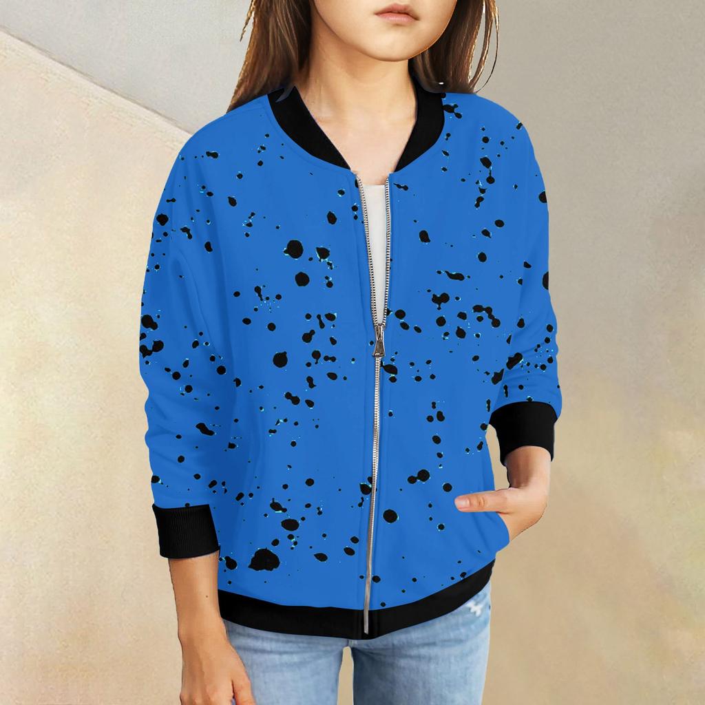 Куртки на молнии для девочек, детские осенние толстовки с длинными рукавами, верхняя одежда с карманами 5-15 лет