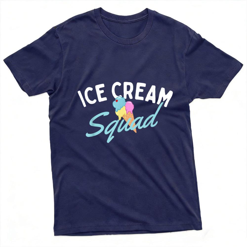 Ice Cream Squad Colorful Ice Cream Cone Print Tee Casual Summer Group Matching Family Friend Outfit Novelty Food Lover Gift