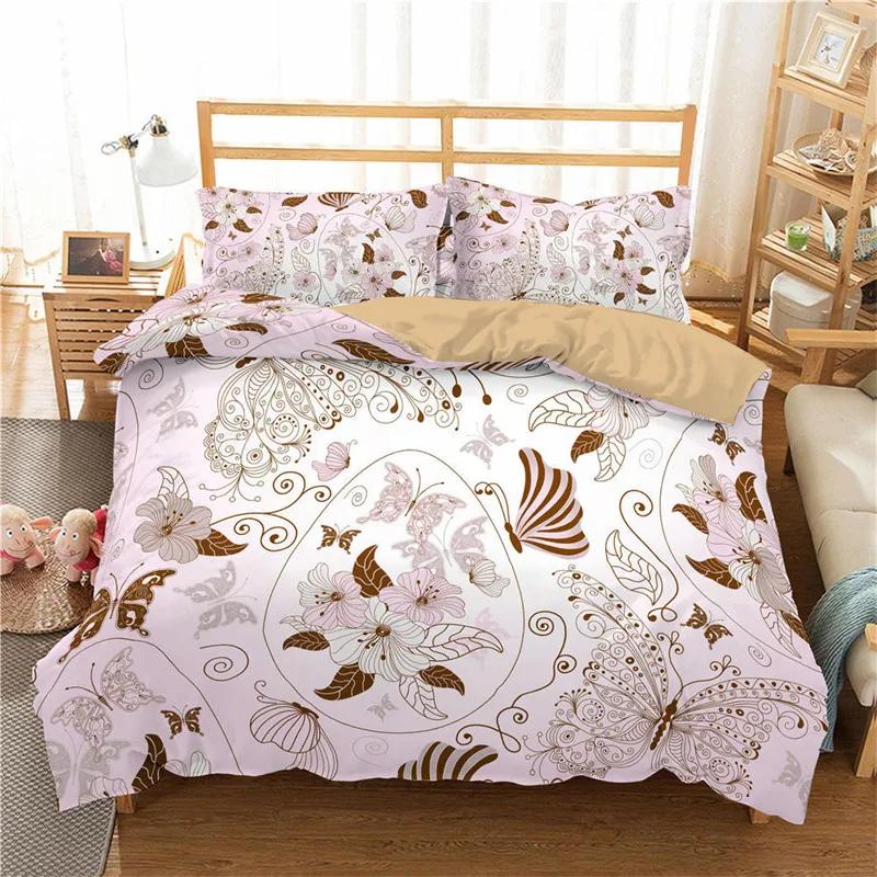 Floral Duvet Cover Butterfly Flower Bedding Set Full King For Girls Women Botanical Flowers Comforter Cover With 2 Pillow Cases