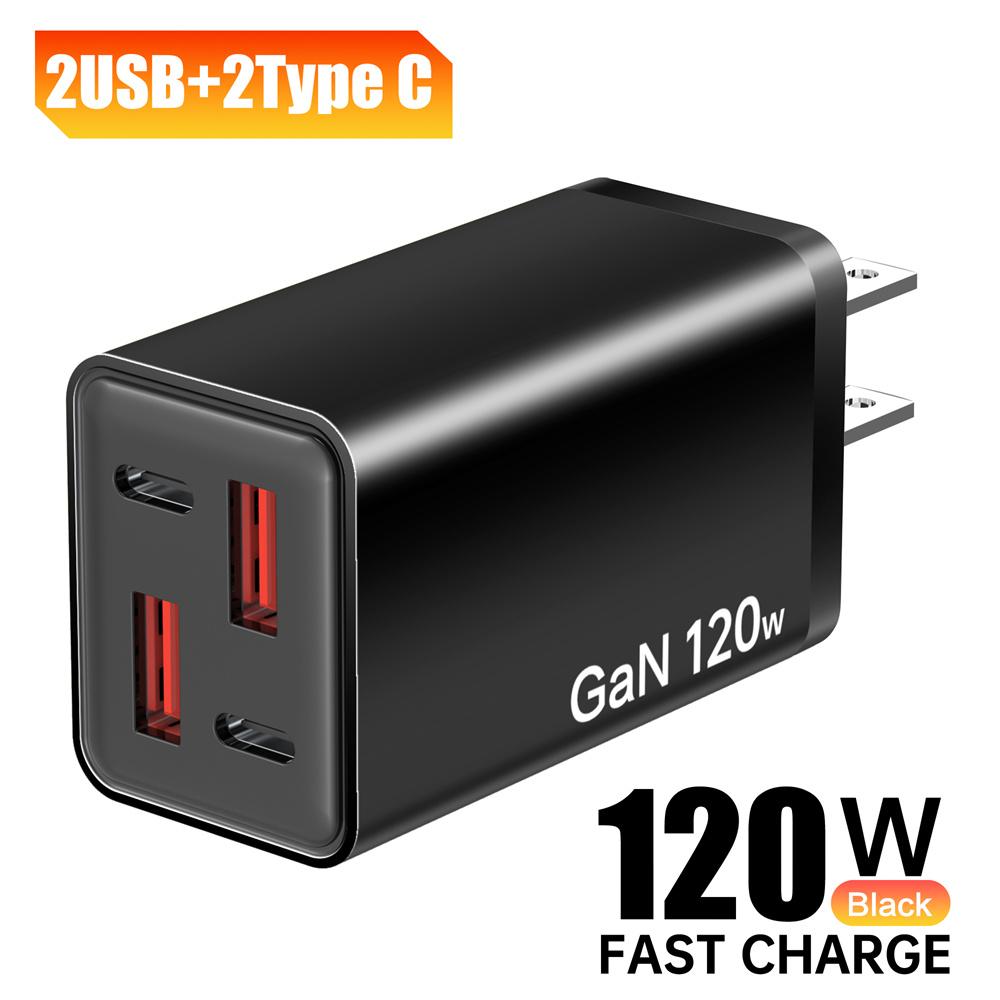 120 Вт GaN USB C Зарядное устройство с несколькими портами Быстрая зарядка Адаптер для зарядки телефона PD QC3.0 Для iPhone 16 Samsung Xiaomi Huawei Настенное зарядное устройство