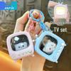Cartoon Cat Light-Up TV Keychain: Mini Night Light & Bag Charm Gift