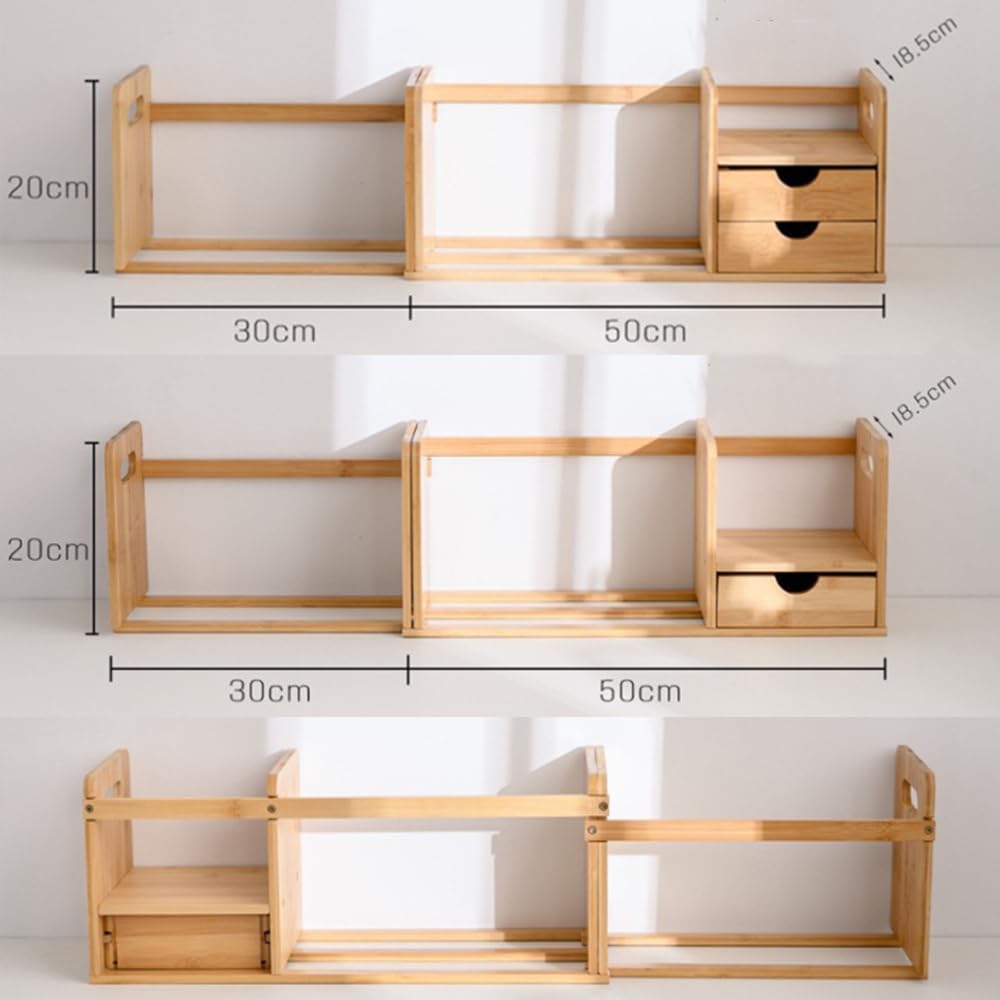 Bamboo Wood Desktop Desktop Expandable Book Desk Desk Desktop Desk Shelf with Small Office Book Storage Desk Book Stand [SYZHXHKL] Bookshelf, Rack,
