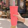 Water Stain Resistant Cup Plastic Bottle, with Straw And Lid, Reusable Cold Drink Tumbler, Eco-friendly Coffee Wide Mouth Sequin Effect Travel